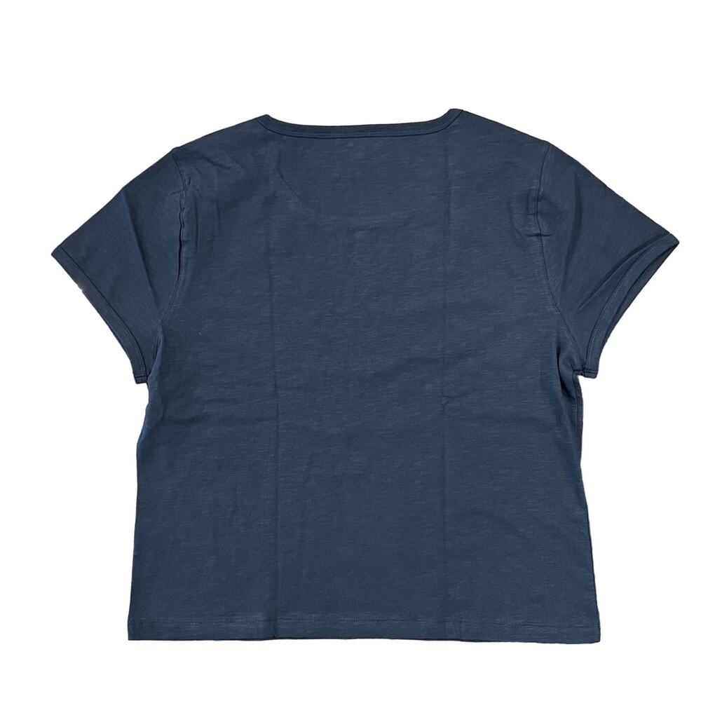 NWT J. Crew Midnight Navy Blue '90s Cropped Organic Slub Cotton T-Shirt - SIZE L - Picture 2 of 7